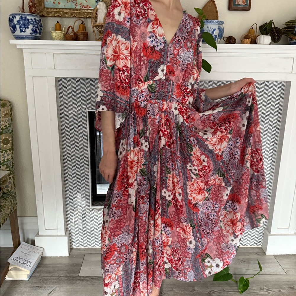 Johnny Was Multicolor Floral Long Sleeve Dress - Picture 3 of 6